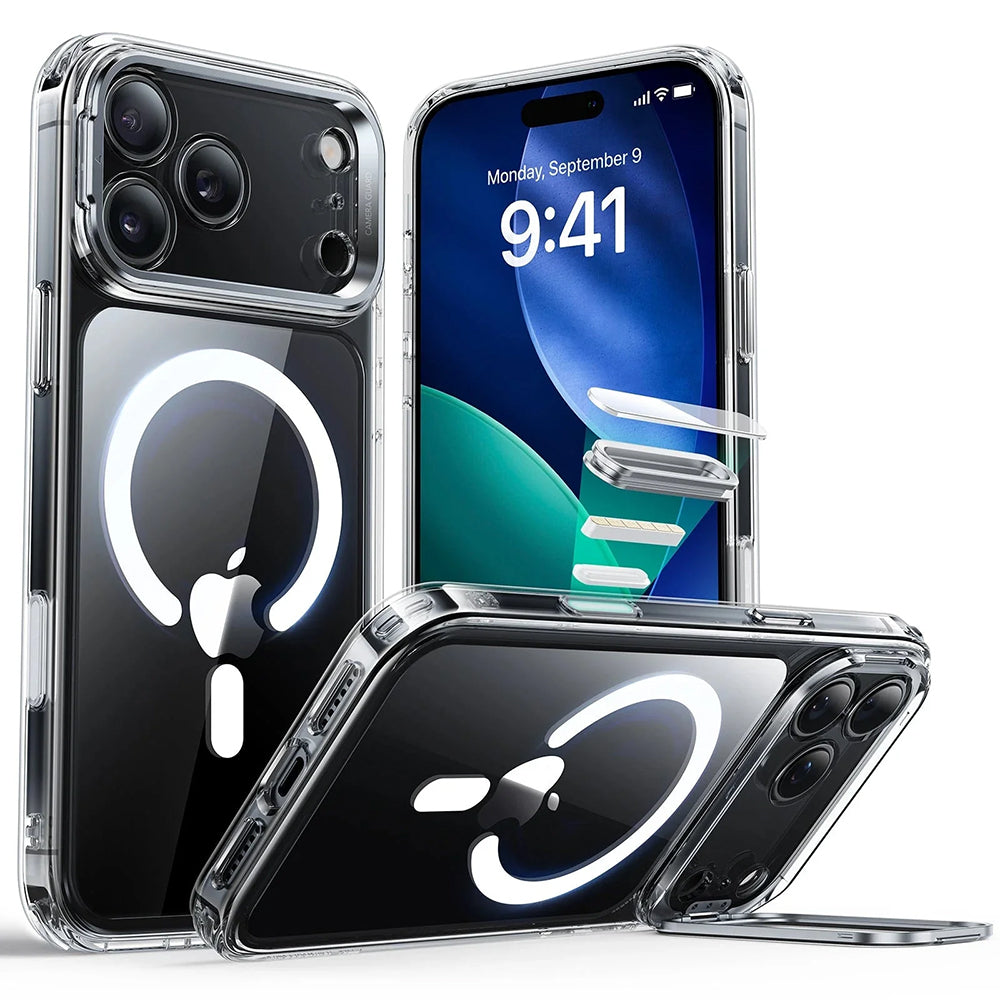 Futrola MagSafe za Apple iPhone 17 Pro, ESR, Classic Hybrid Kickstand, Prozirna
