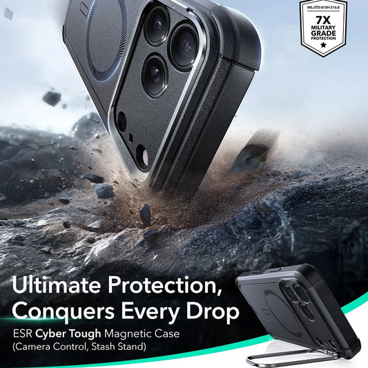 Futrola MagSafe za Apple iPhone 17 Pro, ESR, Cyber Armor Kickstand, Crna