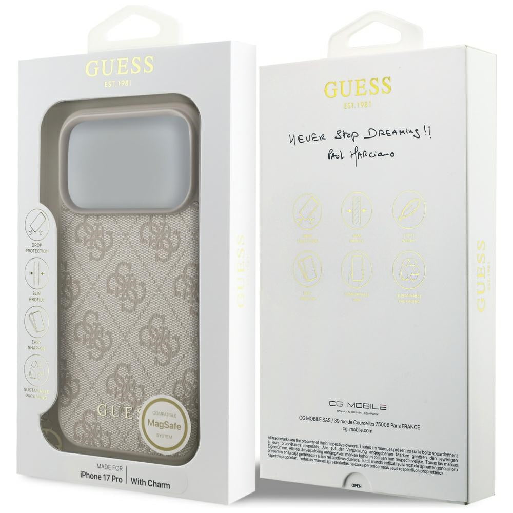 MagSafe futrola za Apple iPhone 17 Pro, Guess, 4G Charm Cradle, Roza