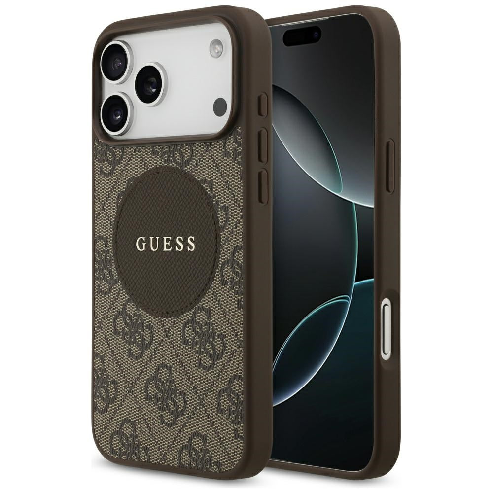 MagSafe futrola za Apple iPhone 17 Pro, Guess, 4G Circle Classic Logo, smeđa
