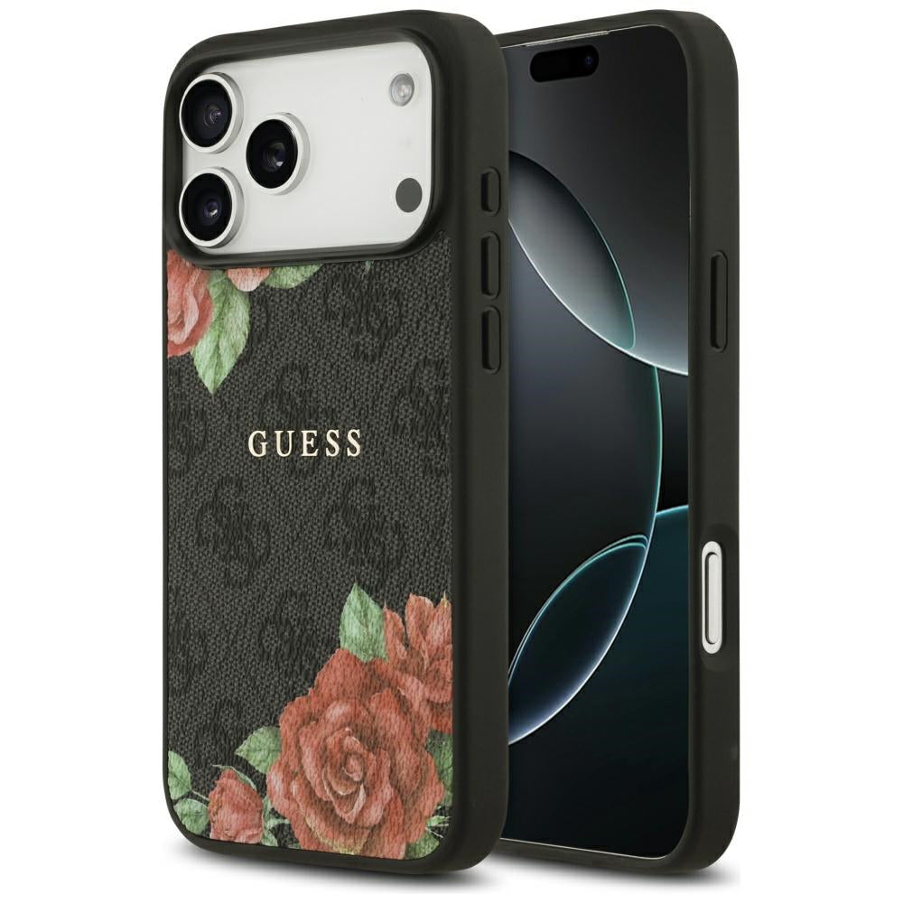MagSafe futrola za Apple iPhone 17 Pro, Guess, 4G Flowers Print, Crna
