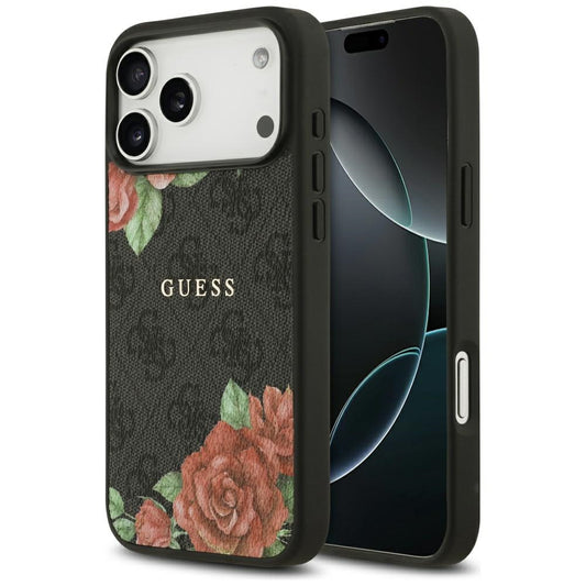 MagSafe futrola za Apple iPhone 17 Pro, Guess, 4G Flowers Print, Crna
