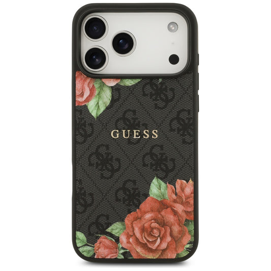 MagSafe futrola za Apple iPhone 17 Pro, Guess, 4G Flowers Print, Crna