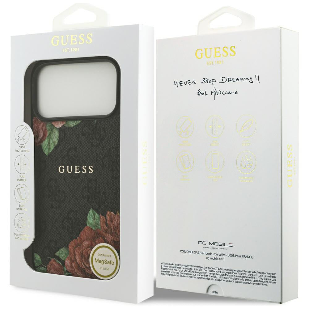 MagSafe futrola za Apple iPhone 17 Pro, Guess, 4G Flowers Print, Crna