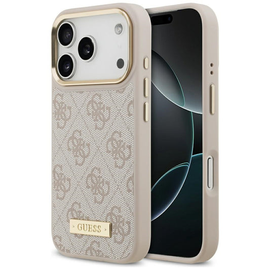MagSafe futrola za Apple iPhone 17 Pro, Guess, 4G Logo Plate, Roza