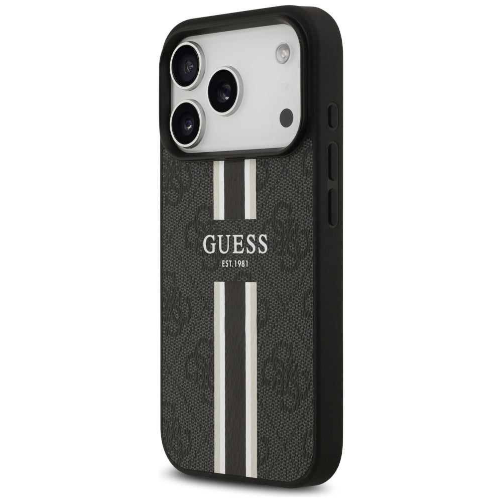 MagSafe futrola za Apple iPhone 17 Pro, Guess, 4G Printed Stripes, Crna