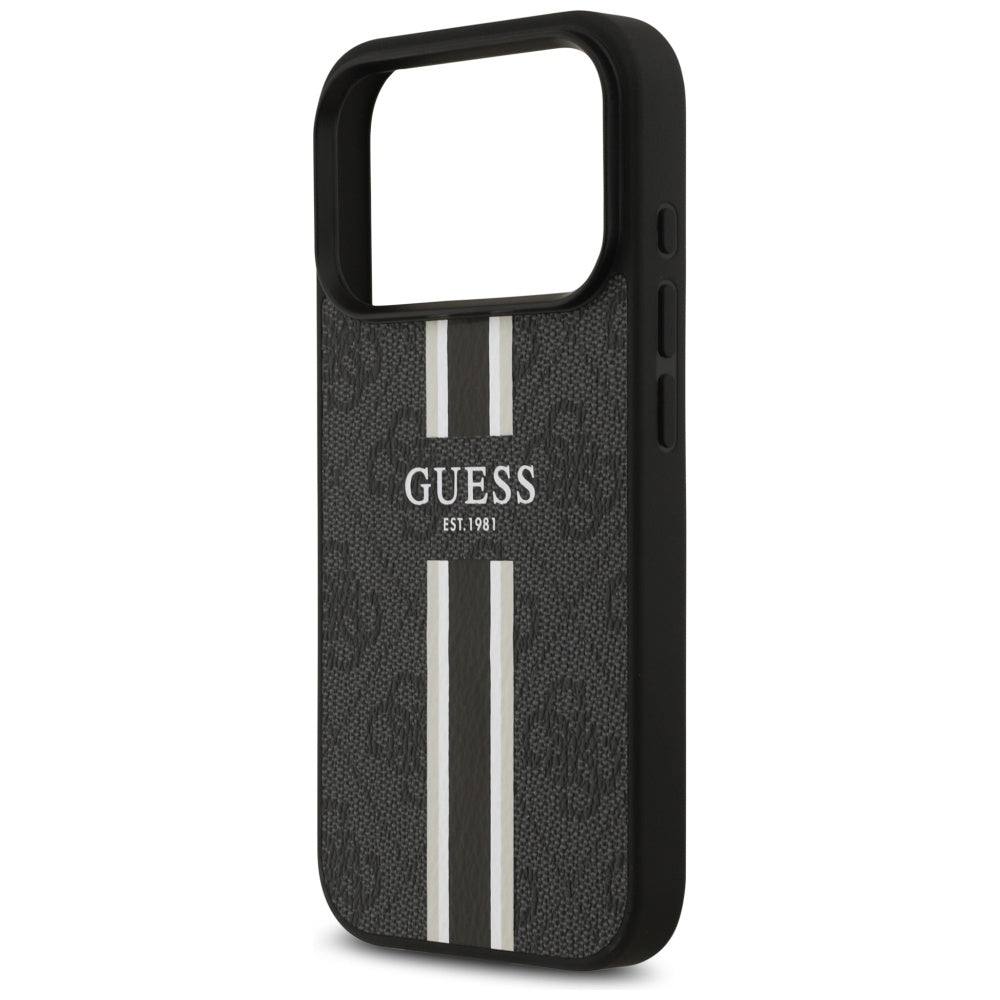 MagSafe futrola za Apple iPhone 17 Pro, Guess, 4G Printed Stripes, Crna