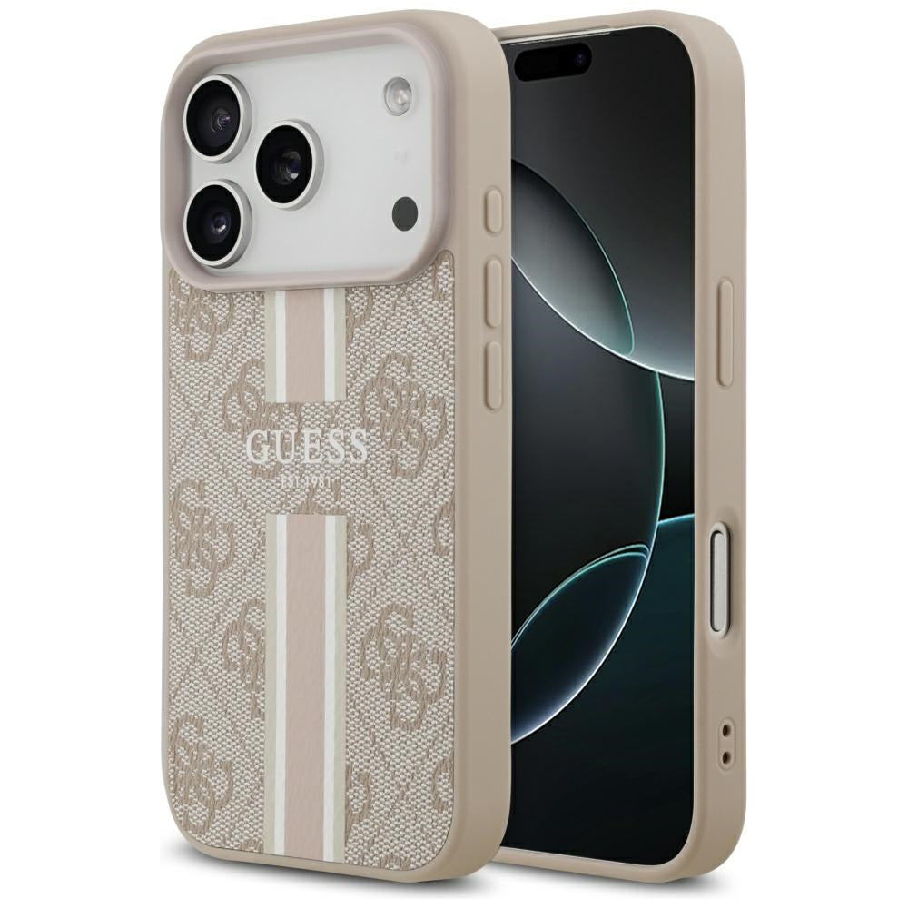 MagSafe futrola za Apple iPhone 17 Pro, Guess, 4G Printed Stripes, Roza