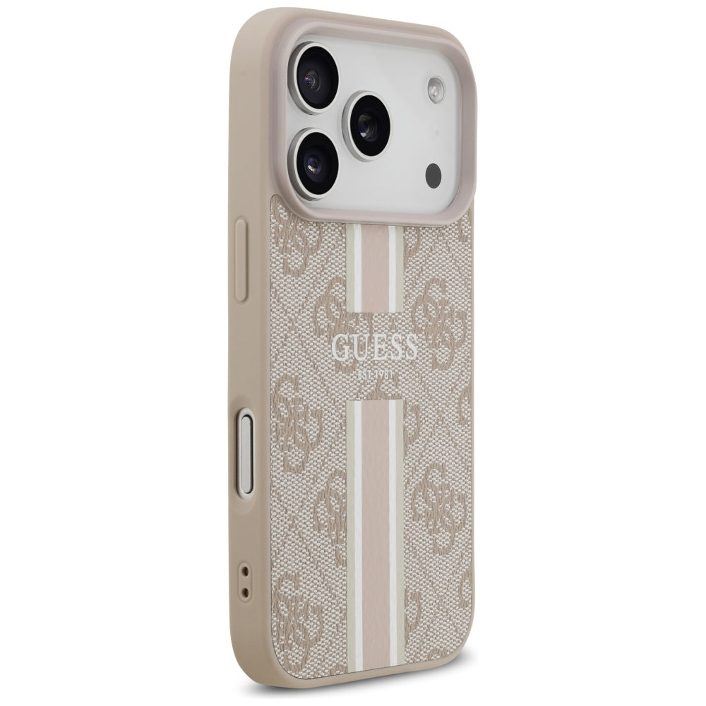 MagSafe futrola za Apple iPhone 17 Pro, Guess, 4G Printed Stripes, Roza