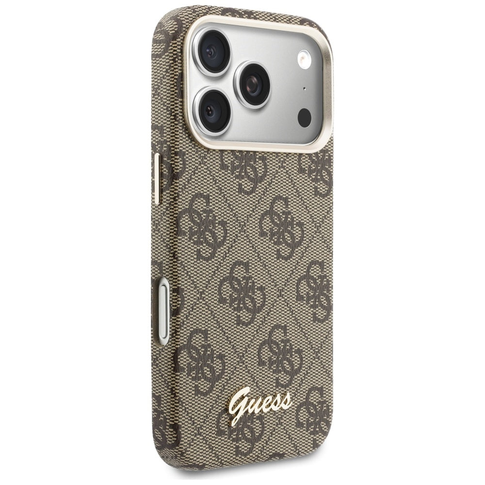 Futrola MagSafe za Apple iPhone 17 Pro, Guess, 4G Script Logo, Smeđa
