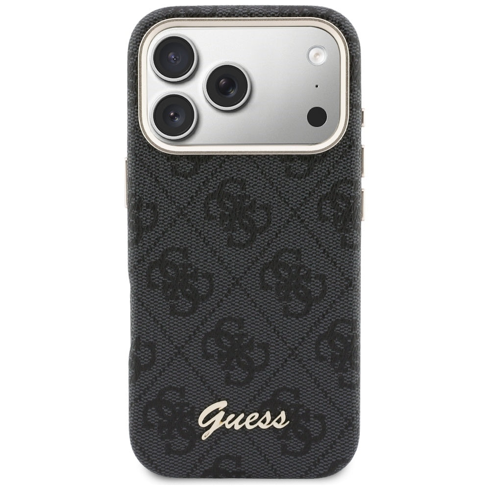 MagSafe futrola za Apple iPhone 17 Pro, Guess, 4G Script Logo, Crna