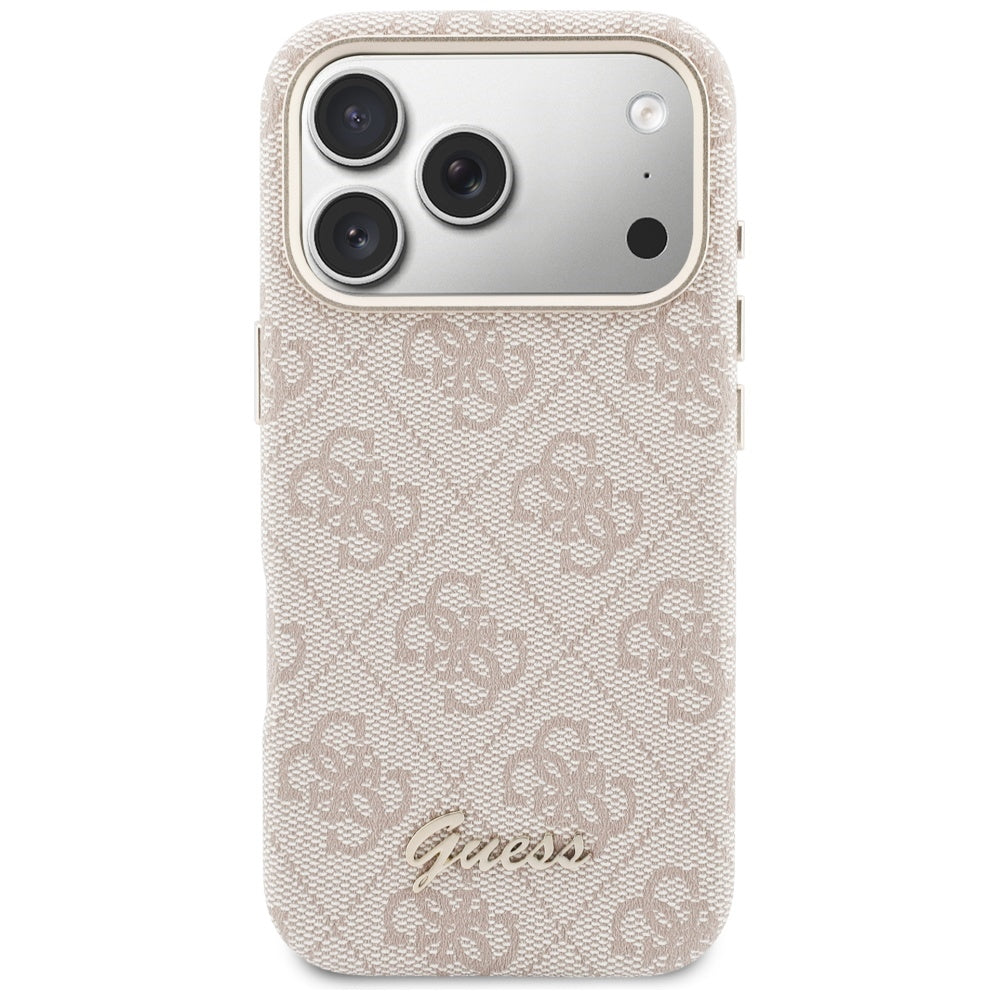 Futrola MagSafe za Apple iPhone 17 Pro, Guess, 4G Script Logo, Roza