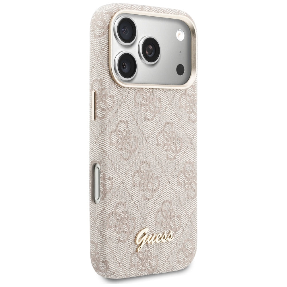 Futrola MagSafe za Apple iPhone 17 Pro, Guess, 4G Script Logo, Roza