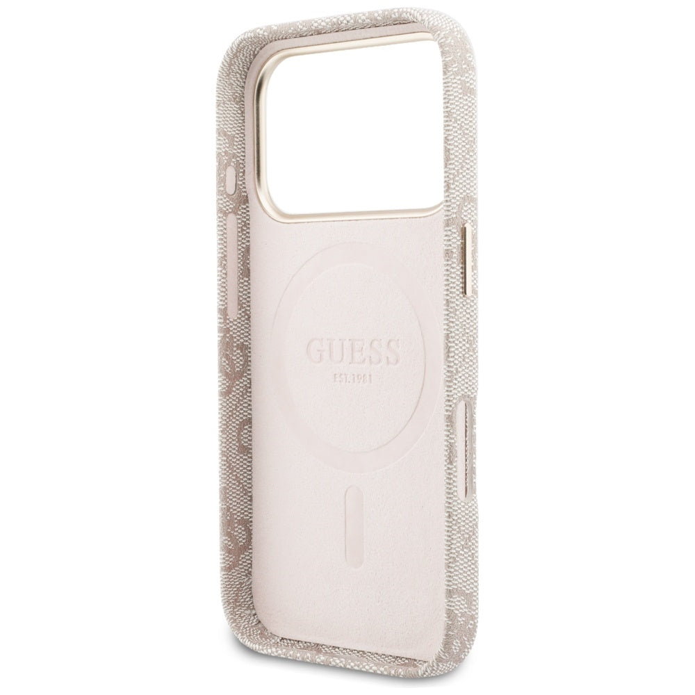 Futrola MagSafe za Apple iPhone 17 Pro, Guess, 4G Script Logo, Roza