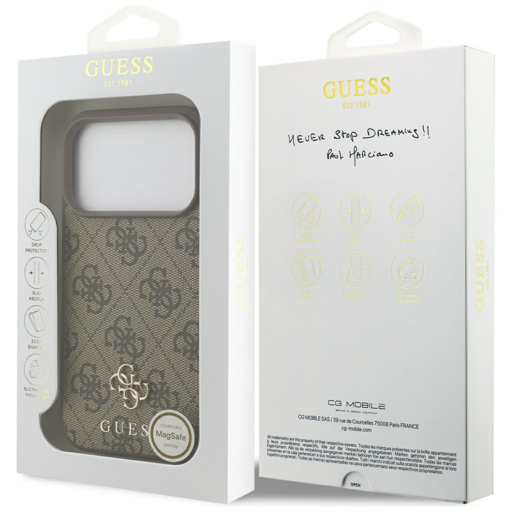 Futrola MagSafe za Apple iPhone 17 Pro, Guess, 4G Small and Classic Logo, smeđa
