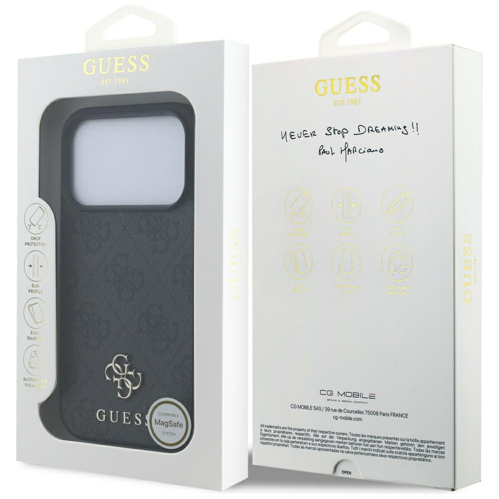MagSafe futrola za Apple iPhone 17 Pro, Guess, 4G Small and Classic Logo, Crna