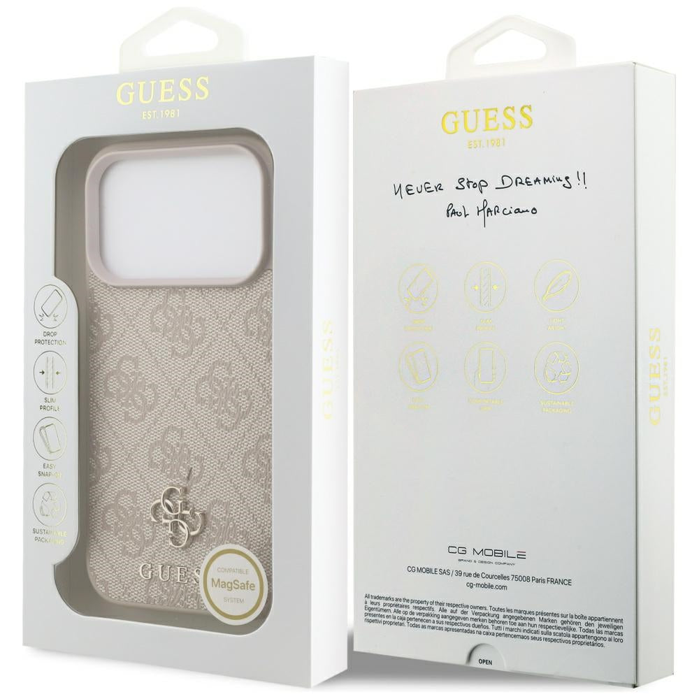 Futrola MagSafe za Apple iPhone 17 Pro, Guess, 4G Small and Classic Logo, Roza