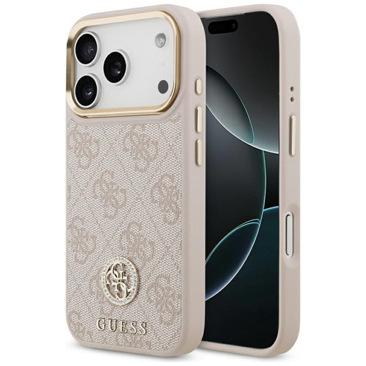 MagSafe futrola za Apple iPhone 17 Pro, Guess, 4G Strass Logo, Roza
