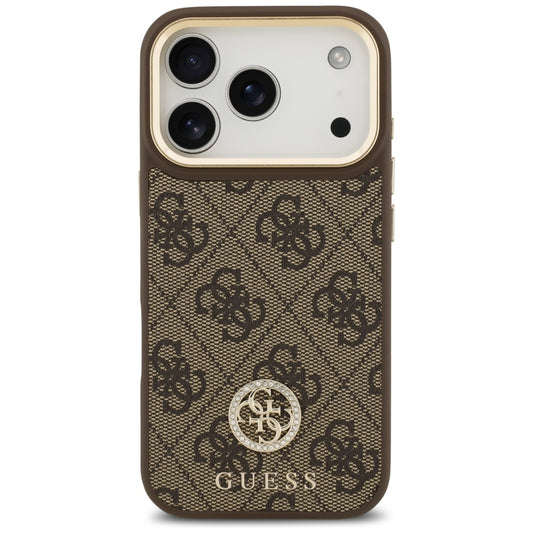 MagSafe futrola za Apple iPhone 17 Pro, Guess, 4G Strass Logo with Big Strap, Smeđa