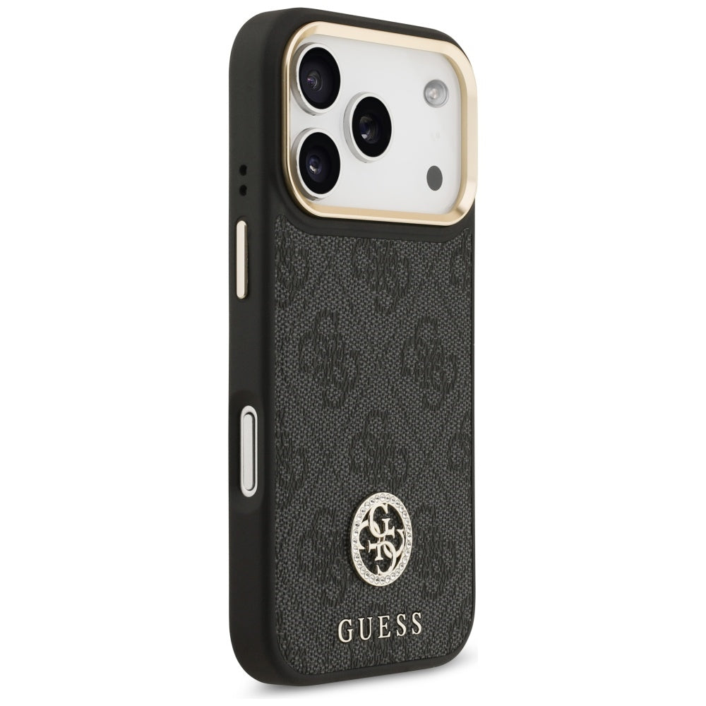 MagSafe futrola za Apple iPhone 17 Pro, Guess, 4G Strass Logo with Big Strap, Crna