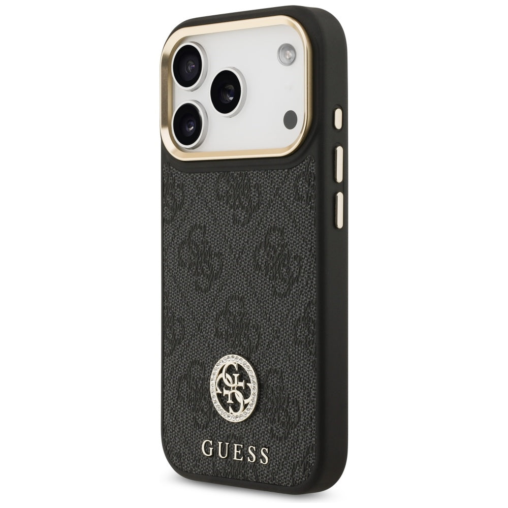 MagSafe futrola za Apple iPhone 17 Pro, Guess, 4G Strass Logo with Big Strap, Crna