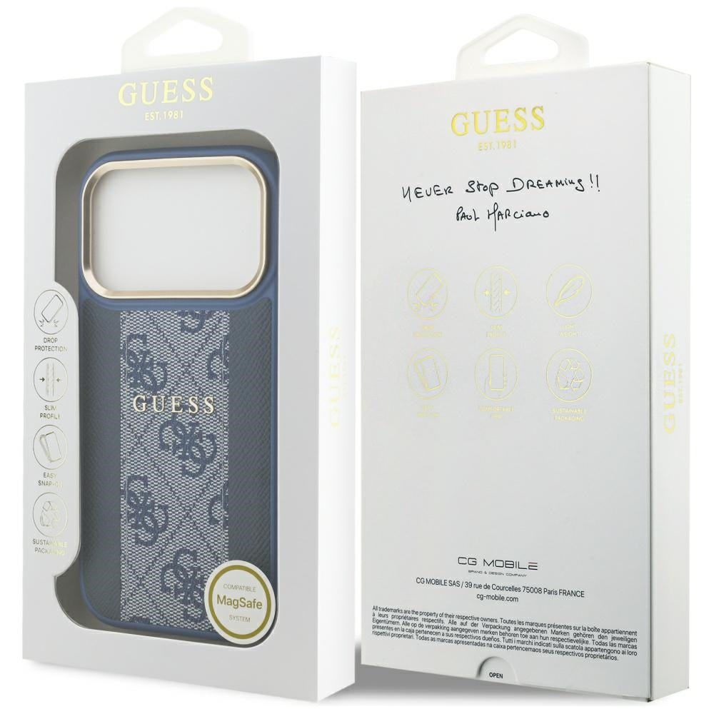 MagSafe futrola za Apple iPhone 17 Pro, Guess, 4G Stripe, Plava