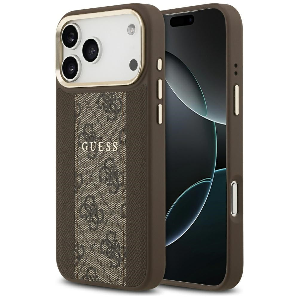 MagSafe futrola za Apple iPhone 17 Pro, Guess, 4G Stripe, smeđa
