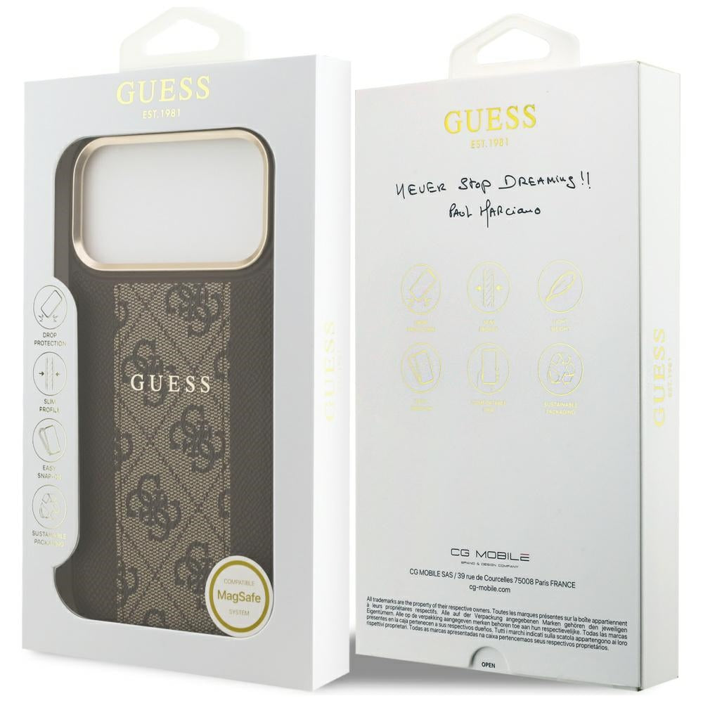 MagSafe futrola za Apple iPhone 17 Pro, Guess, 4G Stripe, smeđa