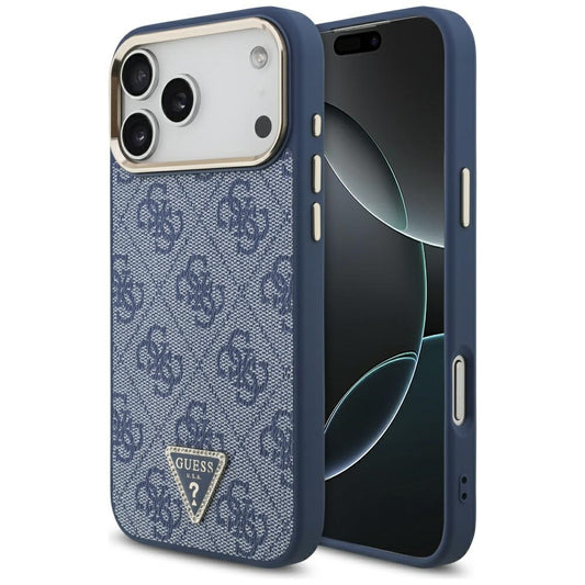 MagSafe futrola za Apple iPhone 17 Pro, Guess, 4G Triangle Logo, Zlatno plava
