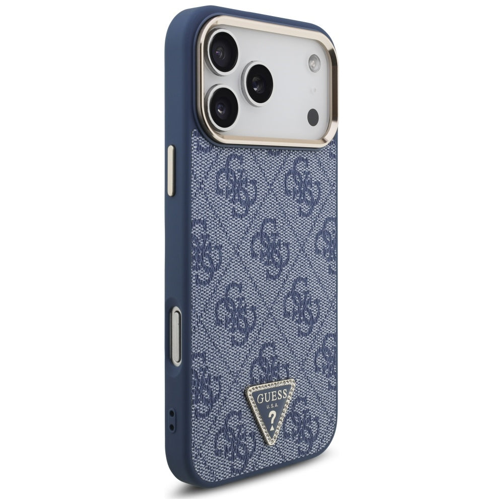 MagSafe futrola za Apple iPhone 17 Pro, Guess, 4G Triangle Logo, Zlatno plava
