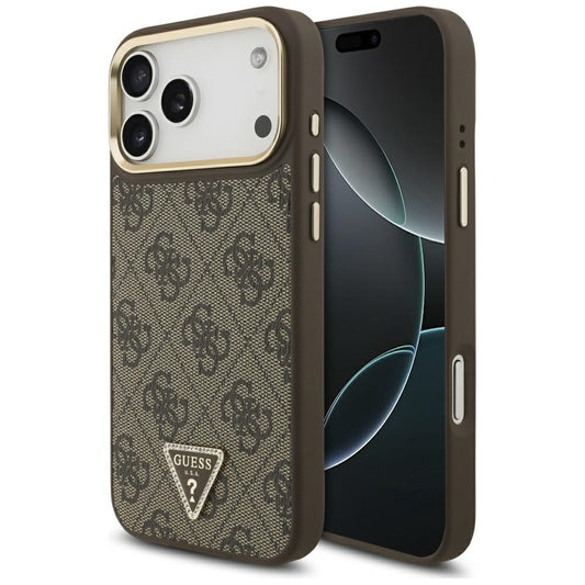 MagSafe futrola za Apple iPhone 17 Pro, Guess, 4G Triangle Logo, Zlatno smeđa