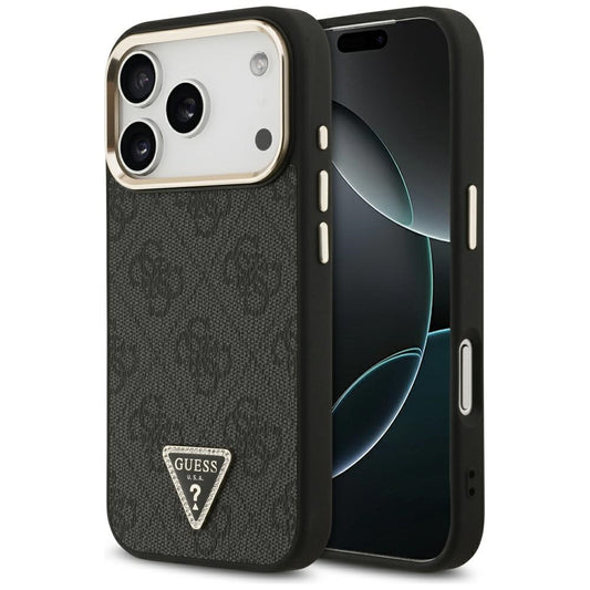MagSafe futrola za Apple iPhone 17 Pro, Guess, 4G Triangle Logo, Crno Zlatna