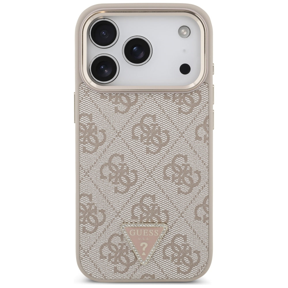 MagSafe futrola za Apple iPhone 17 Pro, Guess, 4G Triangle Logo, Zlatno Roza