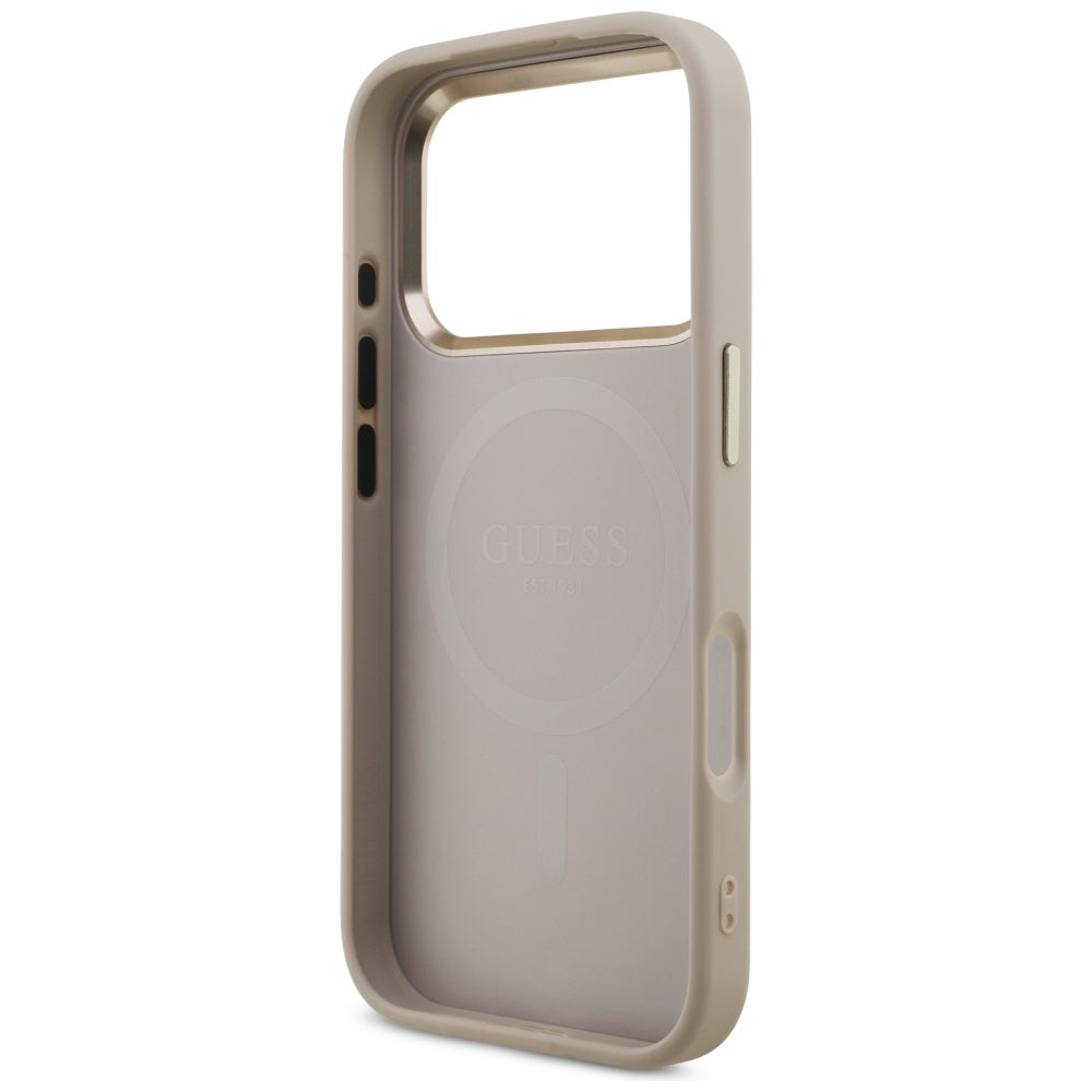 MagSafe futrola za Apple iPhone 17 Pro, Guess, 4G Triangle Logo, Zlatno Roza
