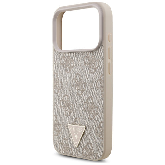 MagSafe futrola za Apple iPhone 17 Pro, Guess, 4G Triangle Logo s perl trakom, Roza