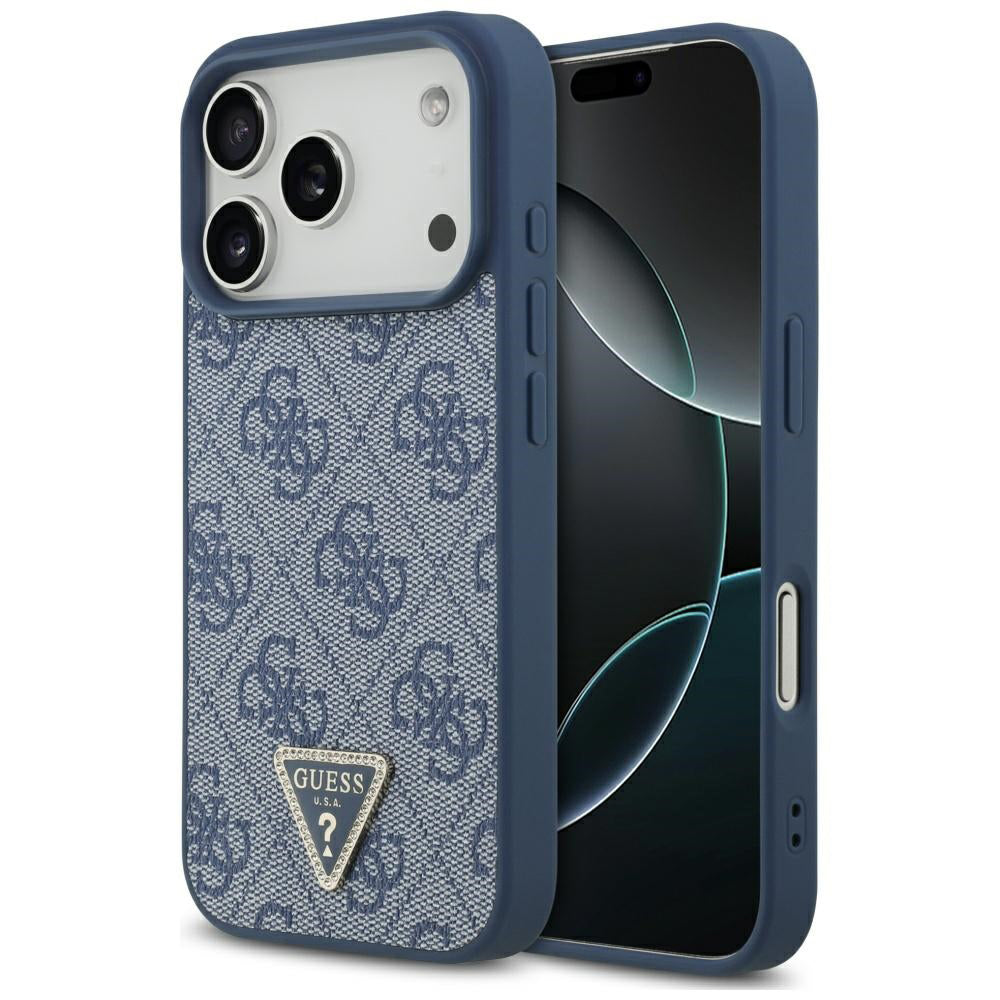 MagSafe futrola za Apple iPhone 17 Pro, Guess, 4G Triangle Strass, Plava