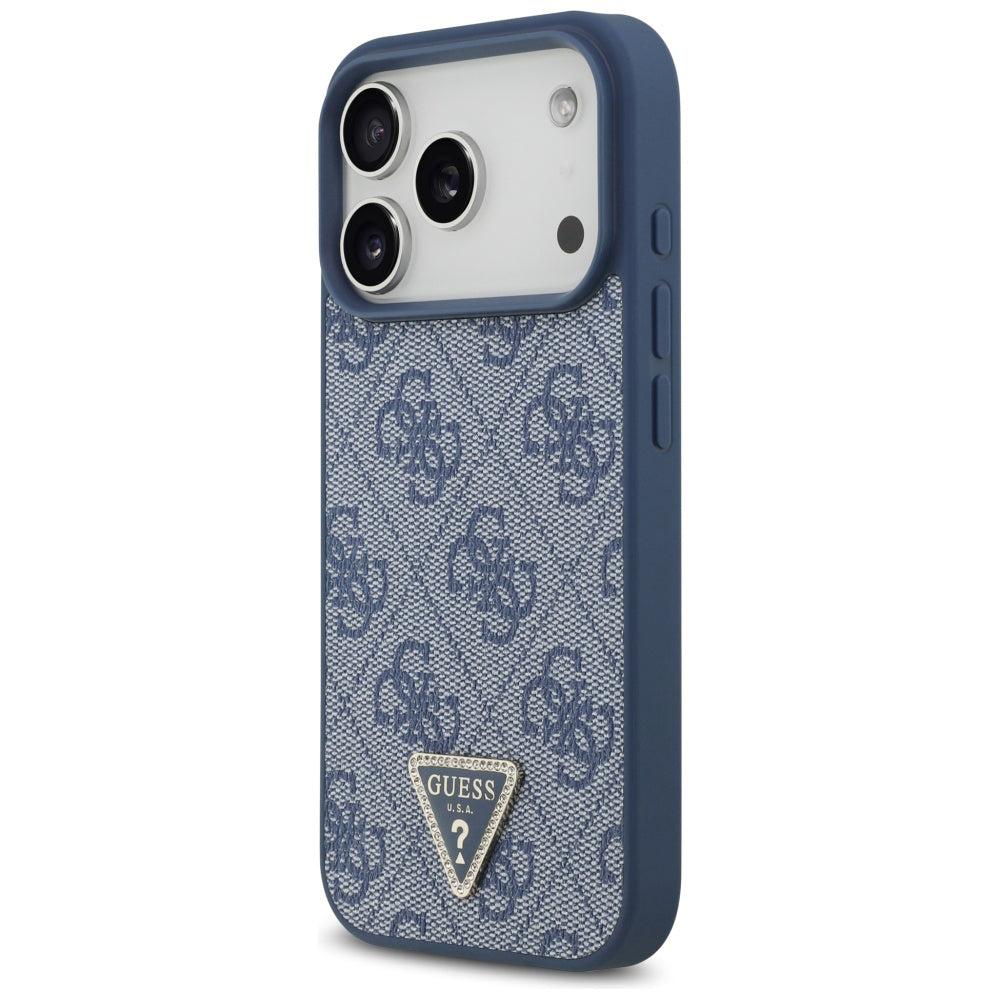 MagSafe futrola za Apple iPhone 17 Pro, Guess, 4G Triangle Strass, Plava
