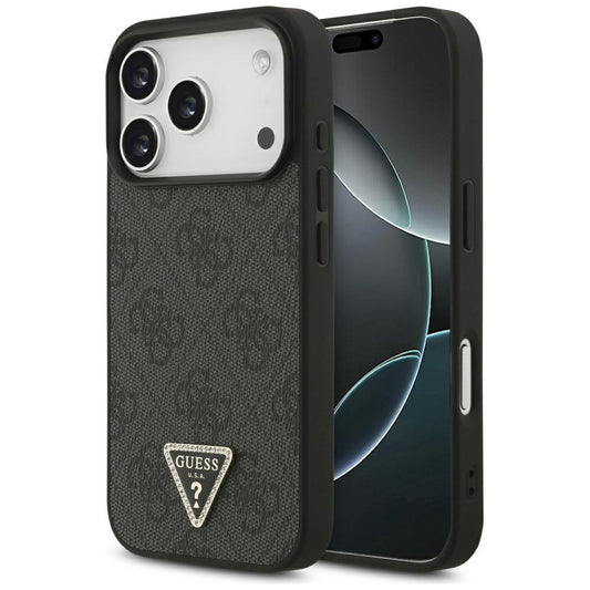 MagSafe futrola za Apple iPhone 17 Pro, Guess, 4G Triangle Strass, Crna