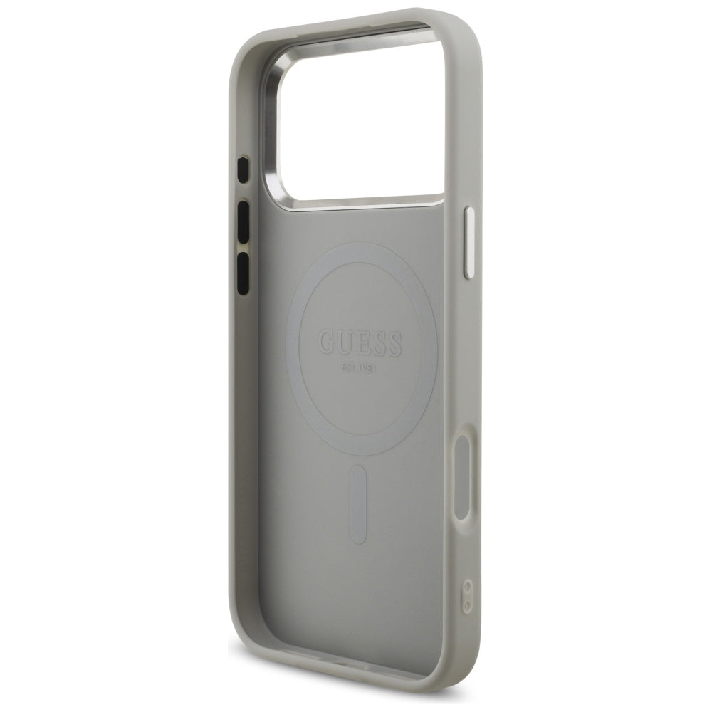 MagSafe futrola za Apple iPhone 17 Pro, Guess, Glitter Triangle Logo, Srebrna