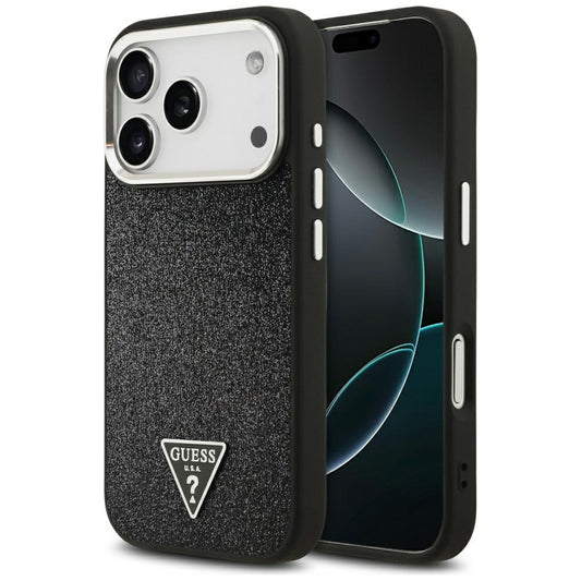 MagSafe futrola za Apple iPhone 17 Pro, Guess, Glitter Triangle Logo, Crna