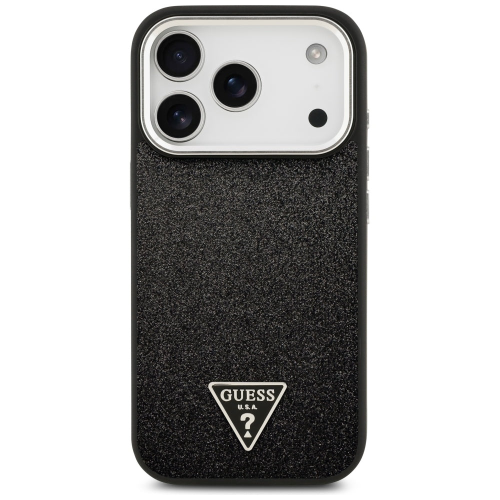 MagSafe futrola za Apple iPhone 17 Pro, Guess, Glitter Triangle Logo, Crna