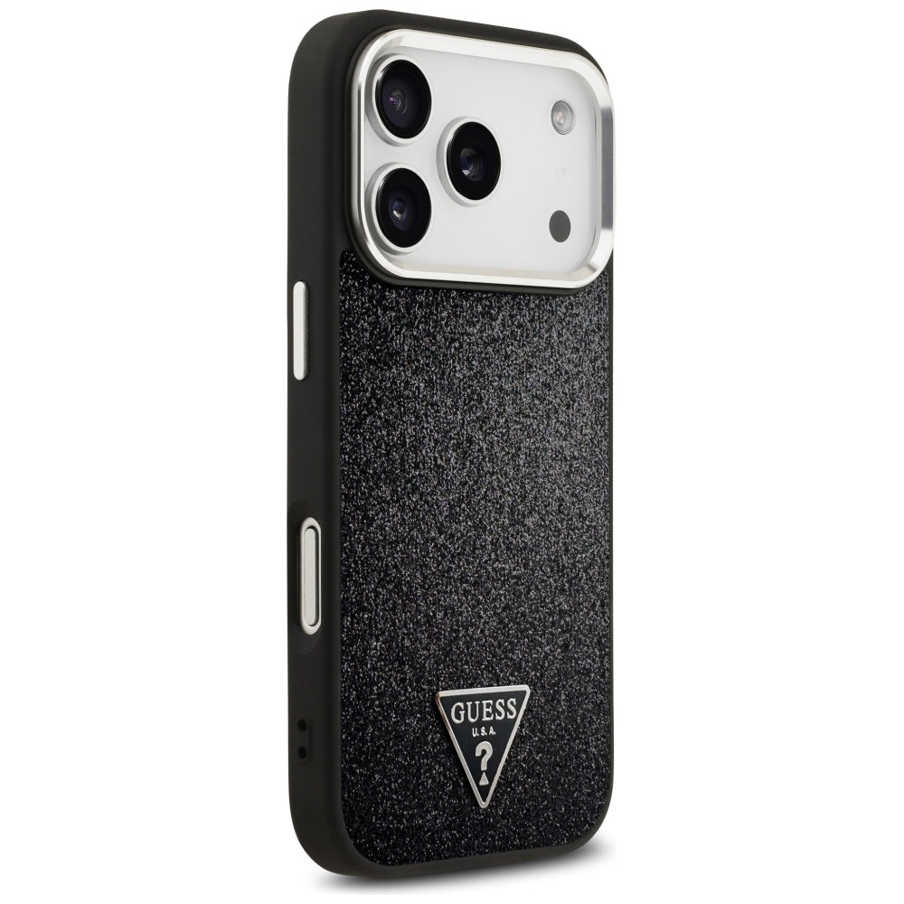 MagSafe futrola za Apple iPhone 17 Pro, Guess, Glitter Triangle Logo, Crna