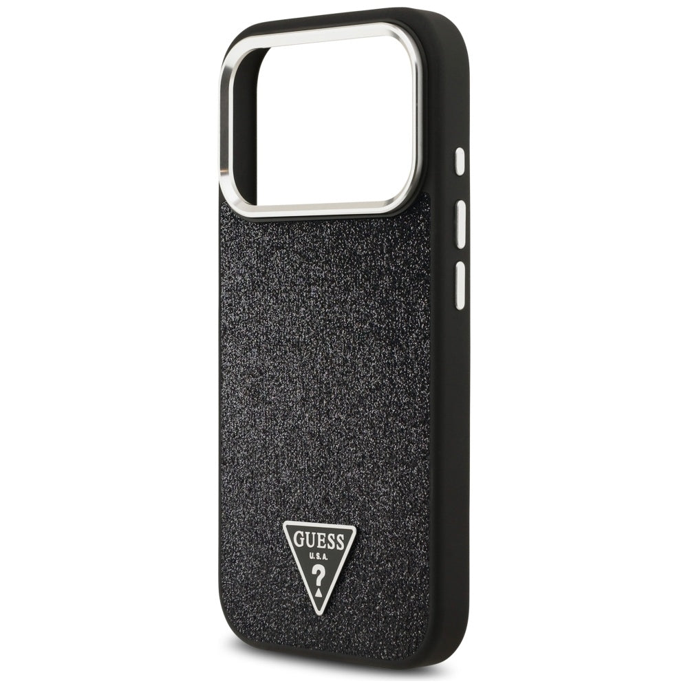 MagSafe futrola za Apple iPhone 17 Pro, Guess, Glitter Triangle Logo, Crna