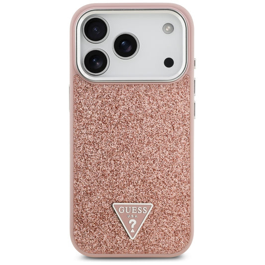 MagSafe torbica za Apple iPhone 17 Pro, Guess, Glitter Triangle Logo, Roza