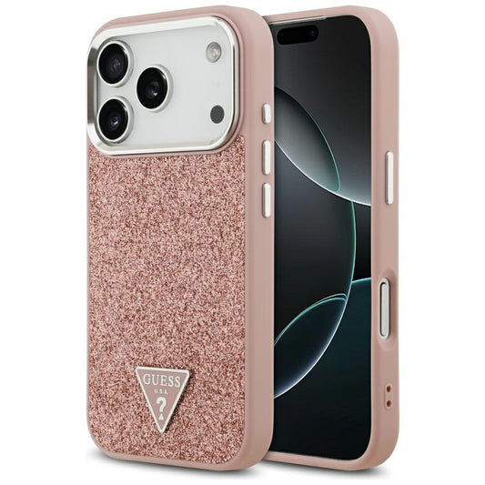 MagSafe torbica za Apple iPhone 17 Pro, Guess, Glitter Triangle Logo, Roza