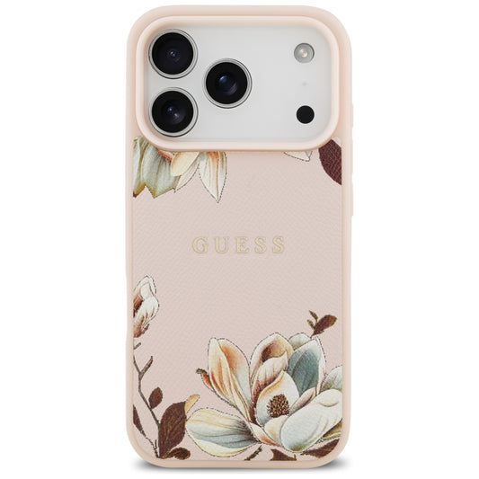 Futrola MagSafe za Apple iPhone 17 Pro, Guess, Grained Flowers, Roza