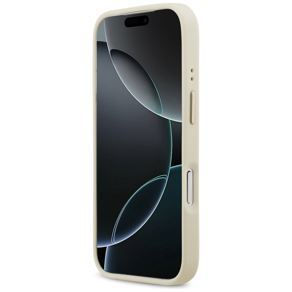 MagSafe torbica za Apple iPhone 17 Pro, Guess, Grained Strass Logo, Bež