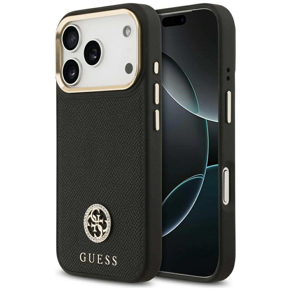MagSafe futrola za Apple iPhone 17 Pro, Guess, Grained Strass Logo, Crna