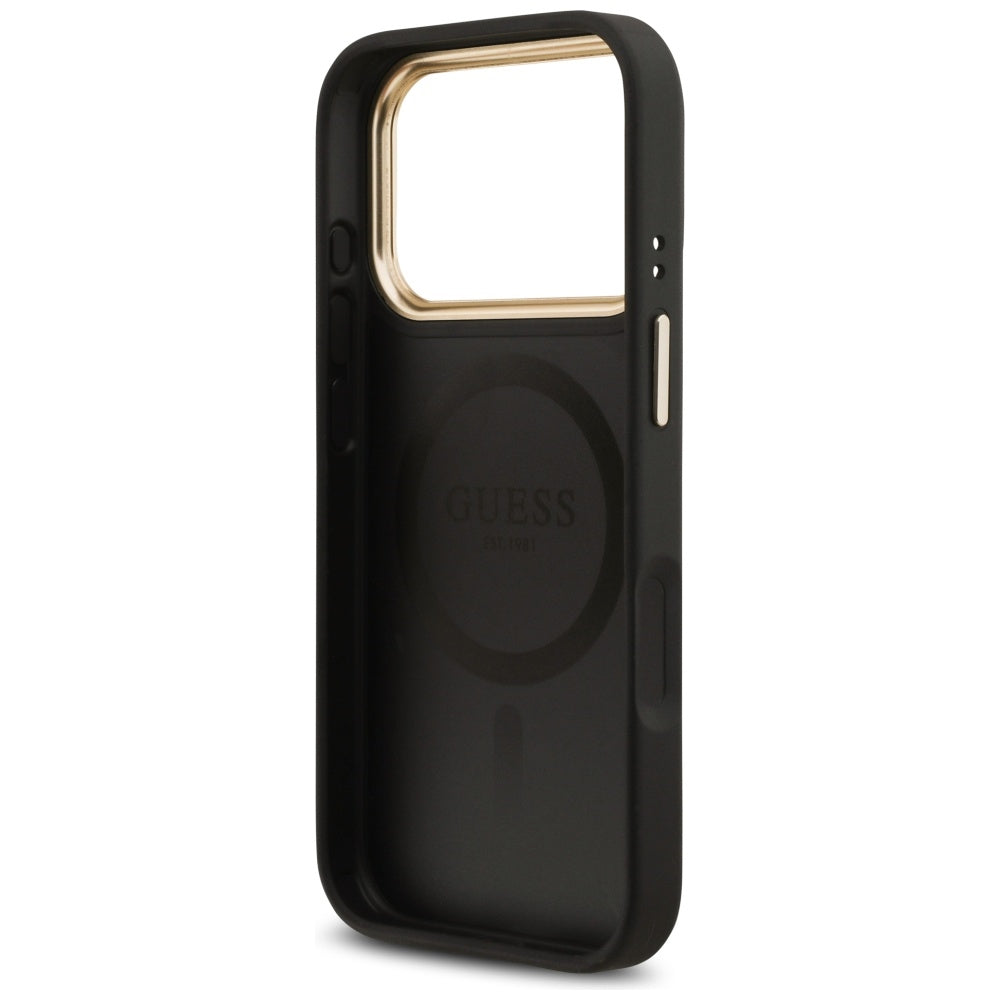 MagSafe futrola za Apple iPhone 17 Pro, Guess, Grained Strass Logo, Crna