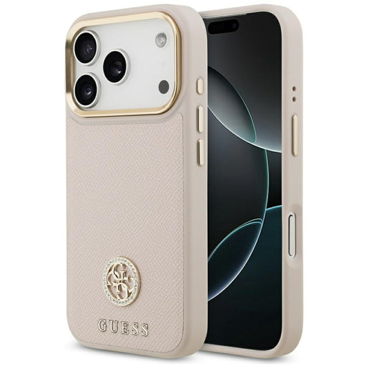 MagSafe torbica za Apple iPhone 17 Pro, Guess, Grained Strass Logo, Roza